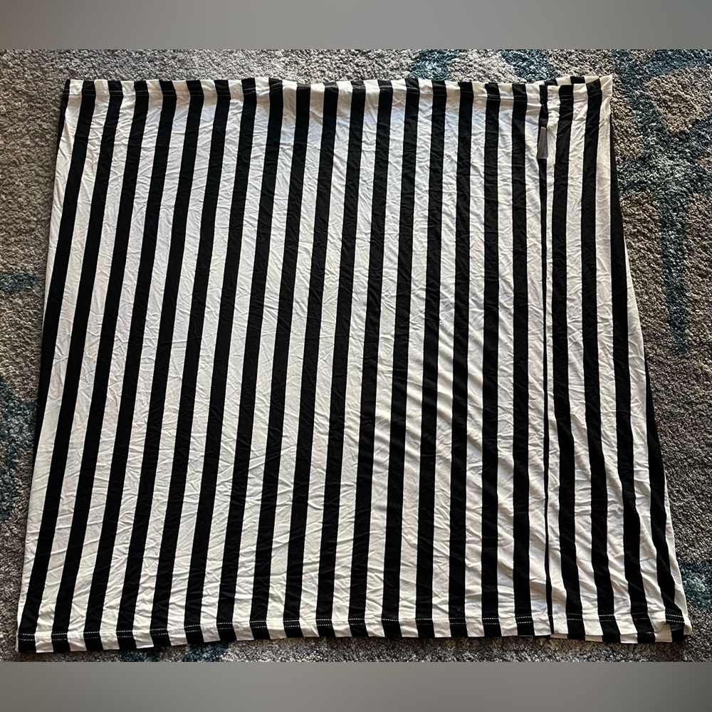 Previously loved black and white striped nursing cover up/ car seat cover.